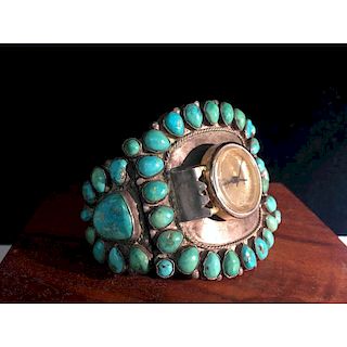 Navajo Silver and Turquoise Watch Cuff, From the Estate of Lorraine Abell (New Jersey, 1929-2015)