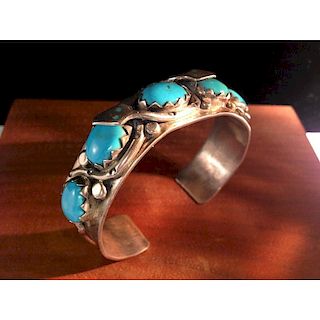Harry Spencer (Dine, 20th century) Sterling Silver and Turquoise Bracelet, From the Estate of Lorraine Abell (New Jersey, 192