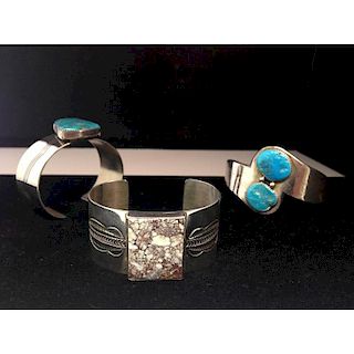 Navajo Sterling Silver and Turquoise Cuffs From the Estate of Lorraine Abell, New Jersey (1929-2015)