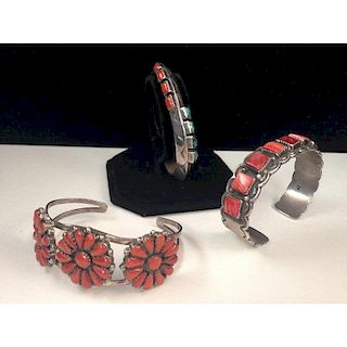 Navajo Red Coral or Red Shell Bracelets, From the Estate of Lorraine Abell (New Jersey, 1929-2015)