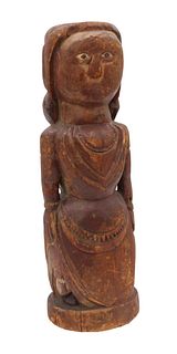 Carved Pine Figure of a Woman