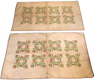 Two Similar Pieced Applique Cotton Floral Quilts