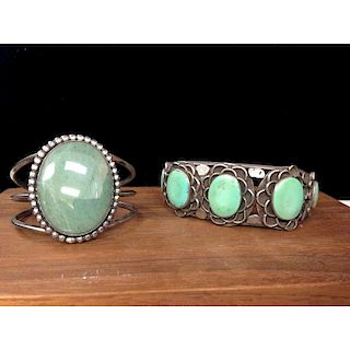 Navajo Turquoise and Silver Bracelets with Open Shanks, From the Estate of Lorraine Abell (New Jersey, 1929-2015)