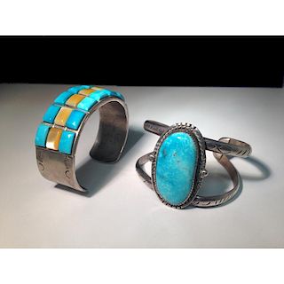 Silver and Turquoise Bracelets From the Estate of Lorraine Abell, New Jersey (1929-2015)