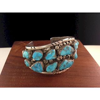 Navajo Silver and Turquoise Cuff, From the Estate of Lorraine Abell (New Jersey, 1929-2015)