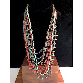 Pueblo Turquoise, Coral, and Heishi Necklaces, From the Estate of Lorraine Abell (New Jersey, 1929-2015)