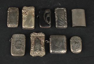 Nine Silver and Silver Plated Matchsafes