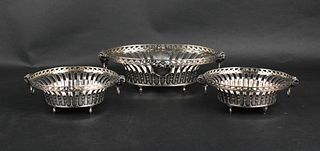 Three William Comyns Sterling Reticulated Bowls