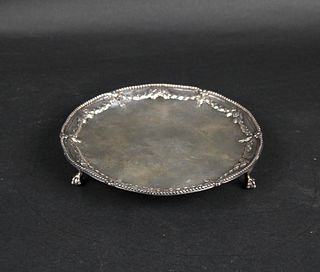 English Sterling Silver Laurel Decorated Salver