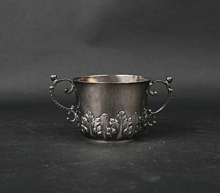 Late 17th C. English Silver Caudle Cup