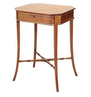 Federal Inlaid Mahogany Lift-Top Sewing Table