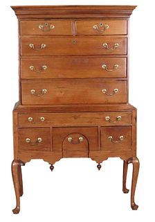 Queen Anne Walnut Flat-Top High Chest of Drawers