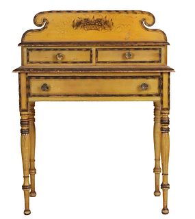 Yellow-Painted and Stencil-Decorated Washstand