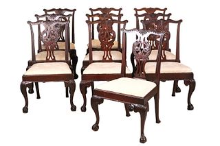 Ten Chippendale Style Mahogany Dining Chairs