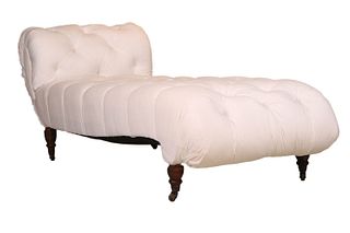 Empire Mahogany White-Upholstered Recamier 