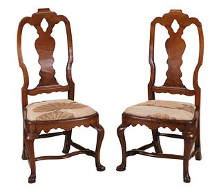 Pair of Queen Anne Style Fruitwood Child's Chairs