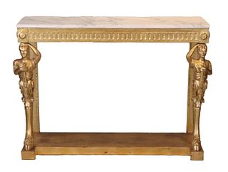 Empire Marble Top Giltwood Console Table