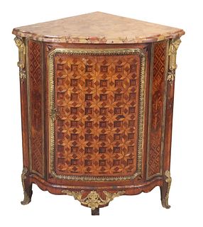 Louis XV Ormolu-Mounted Marble Top Corner Cabinet