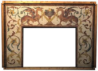 Dragon-Decorated Mosaic Fireplace Mantel 