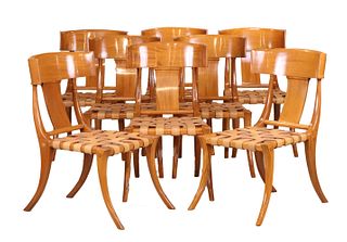 Eight Jonathan Sainsbury Klismos Dining Chairs