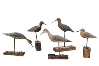 Group of Five Shorebird Decoys
