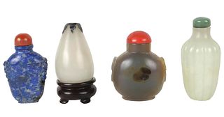 Four Chinese Hardstone Snuff Bottles