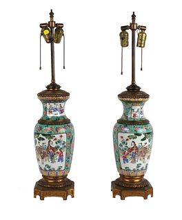 Pair of Chinese Painted Porcelain Vases