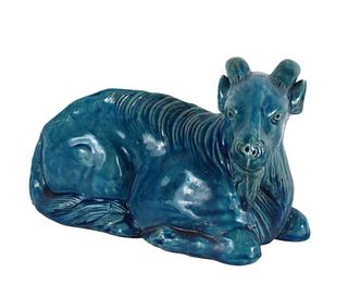 Chinese Turquoise-Glazed Ceramic Goat