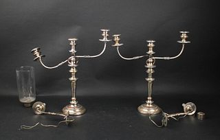 Pair of Sheffield Silver Gadrooned Candelabra 
