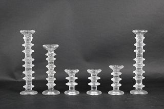 Six Timo Sarpaneva Festivo Glass Candlesticks
