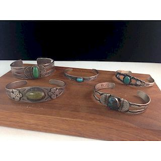 Navajo Curio Silver and Turquoise Bracelets From the Estate of Lorraine Abell, New Jersey (1929-2015)