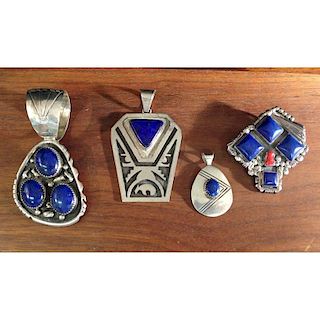 Navajo and Hopi Sterling Silver and Lapis Pendants, From the Estate of Lorraine Abell (New Jersey, 1929-2015)