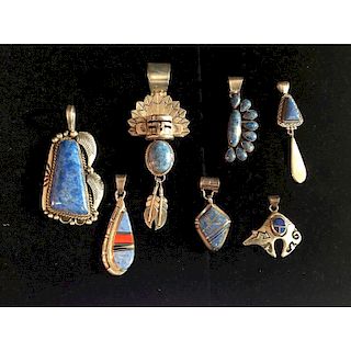 Collection of Sterling Silver and Denim Lapis Pendants, From the Estate of Lorraine Abell (New Jersey, 1929-2015)