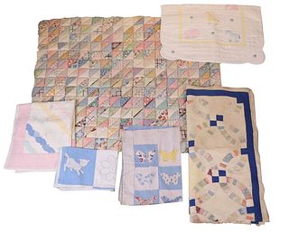 Group of Children's Quilts and Quilt Pieces