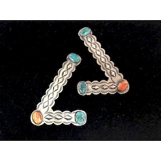 Harry H. Begay Navajo Silver and Turquoise Collar Bars