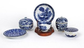 Group of Asian Blue and White Porcelain Tea Items