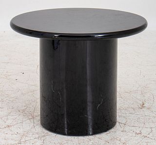 Karl Springer Style Black Faux Marble Side Table