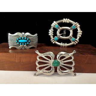 Rick Martinez (Dine, 20th Century) Sterling Silver and Turquoise Belt Buckle PLUS, From the Estate of Lorraine Abell (New Jer