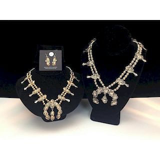 Squash Blossom Necklaces; One Set with Earrings, From the Estate of Lorraine Abell (New Jersey, 1929-2015)