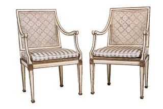 Pair of Neoclassical Style Painted Armchairs