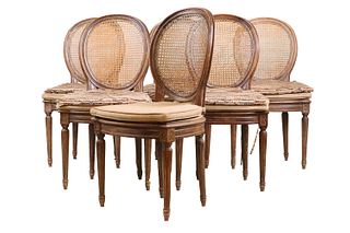 Six Louis XVI Style Fruitwood Side Chairs