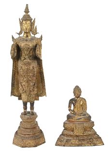 Two Southeast Asian Gilt-Metal Deity Figures