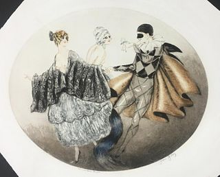 Jean Gilles (In the Style of Louis Icart) - Le Manteau Rouge