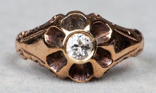 Edwardian 10K Rose Gold Diamond Ring