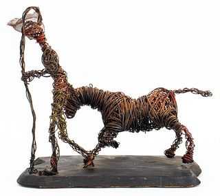 Shepherd with Donkey Wire Sculpture