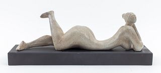 Modern 'Reclining Odalisque' Ceramic Sculpture