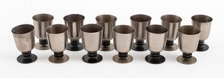 Art Deco Pewter Cups, Set of 12