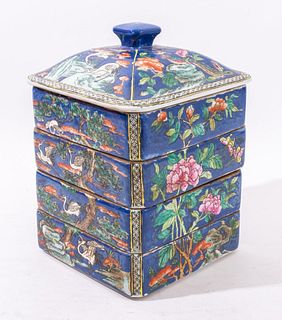Chinese Porcelain Four Tiered Stacking Box