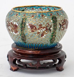 Chinese Glass Bowl in Plique A  Jour Style