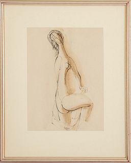 Female Nude, Pen & Ink on Paper